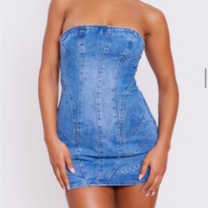Strapless Blue Denim Dress